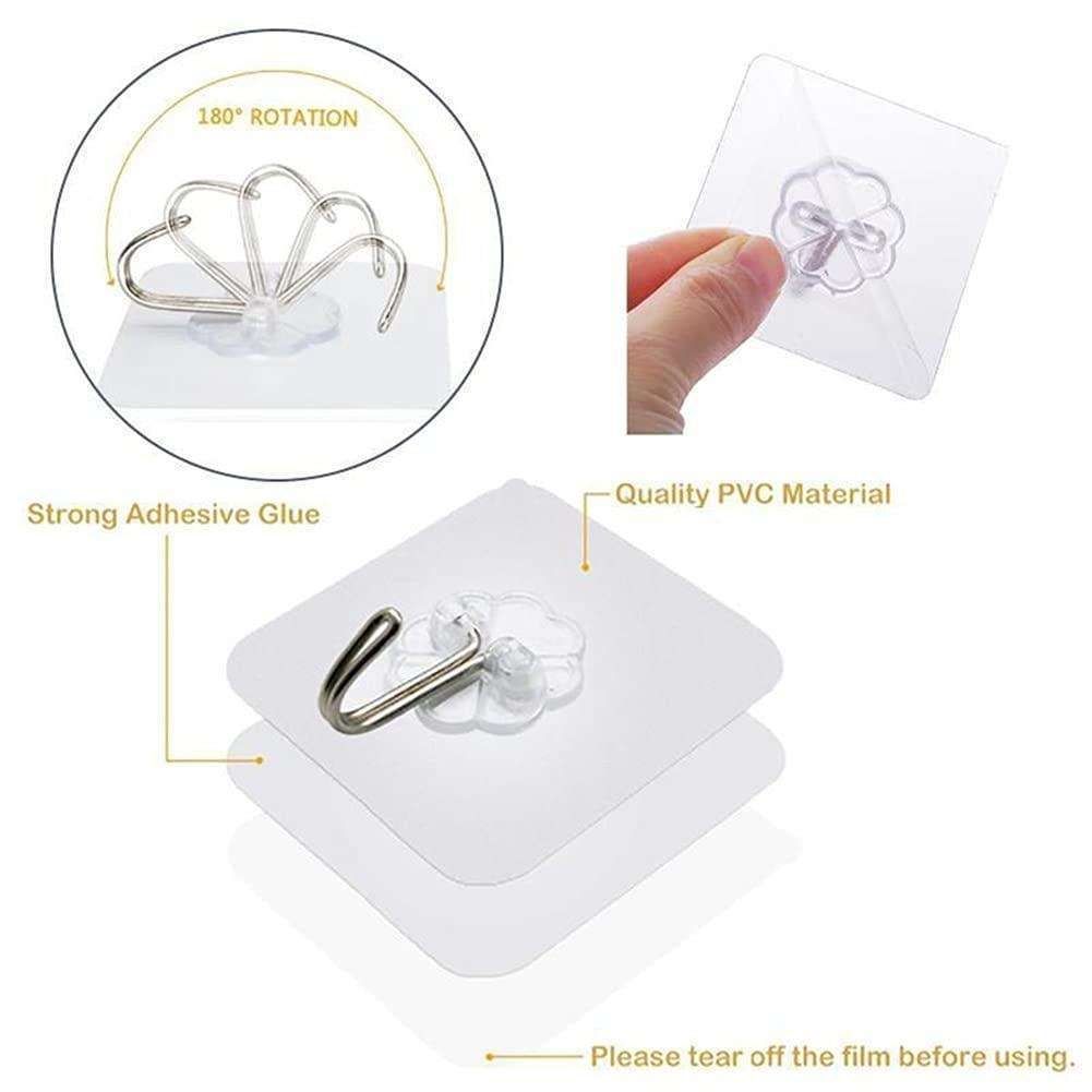 10-pack Self Adhesive Hooks, Towel Hangers Transparent - Image 3