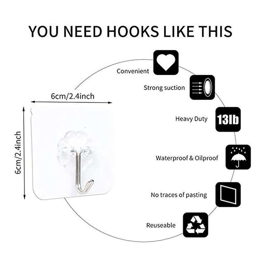 10-pack Self Adhesive Hooks, Towel Hangers Transparent - Image 4