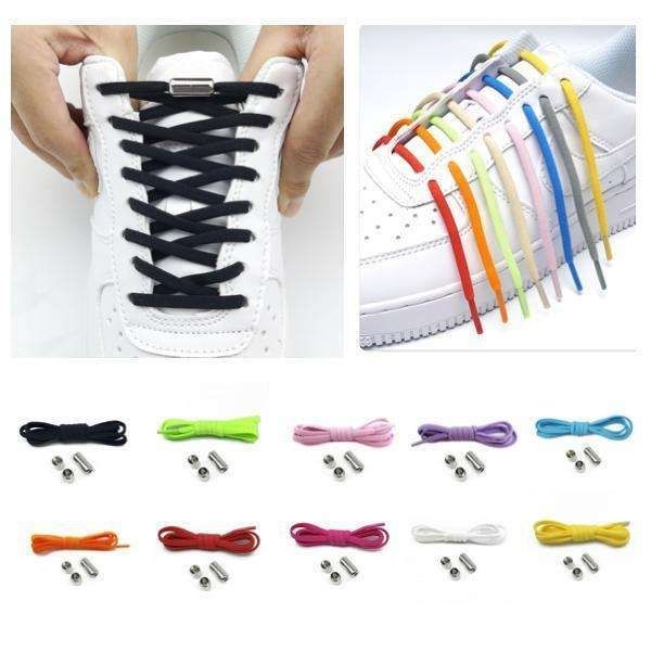 Elastic Shoelaces, 1 pair, Grey, One size, No-Tie - Image 1