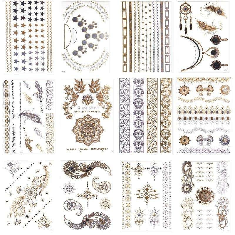 3pcs Metallic Tattoo Gold Silver Multicolor Flash Tattoo - Image 1
