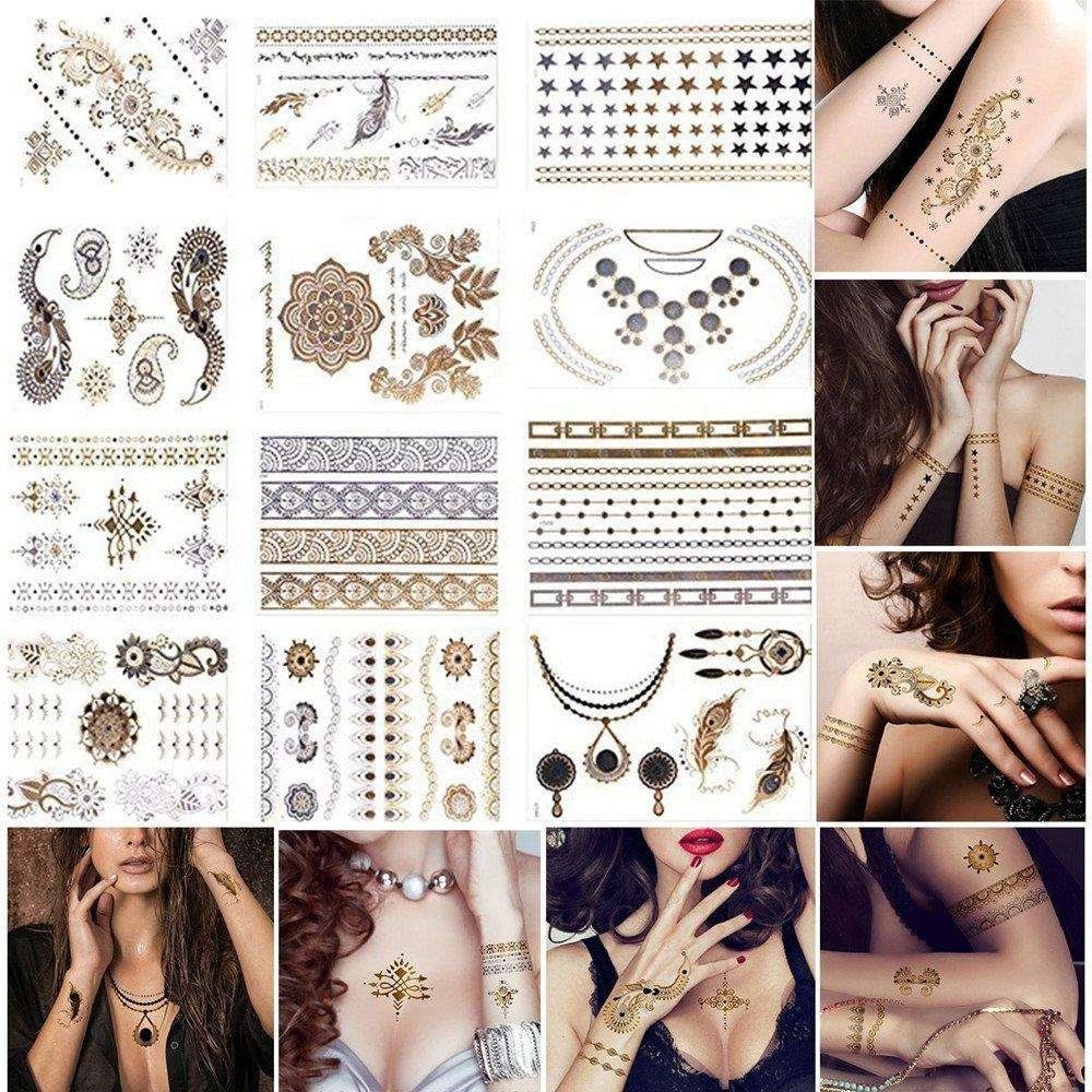 3pcs Metallic Tattoo Gold Silver Multicolor Flash Tattoo - Image 3