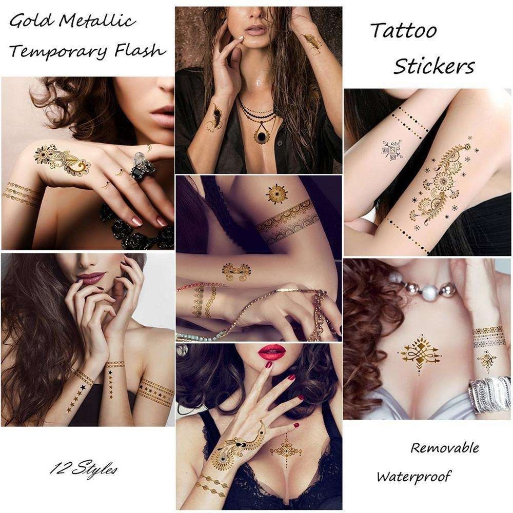 3pcs Metallic Tattoo Gold Silver Multicolor Flash Tattoo - Image 4