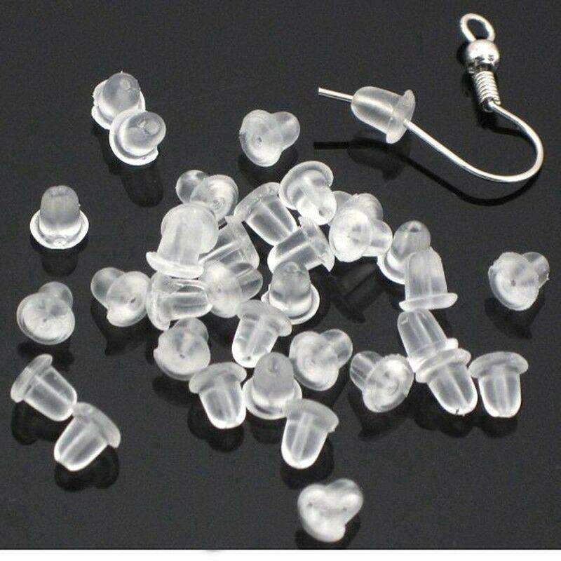 100pcs Earring Backs, Nickel-Free Latex Transparent - Image 2