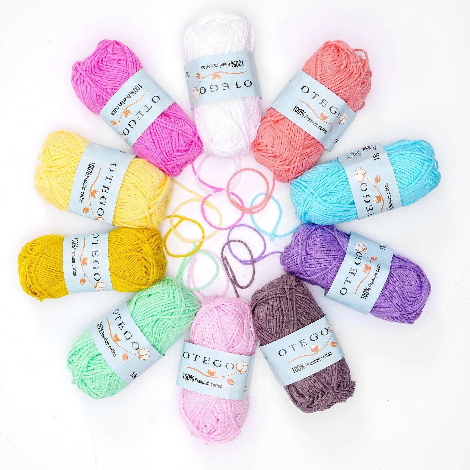 10-pack Cotton Knitting Crochet Yarn, 49m per roll, MultiColor - Image 1
