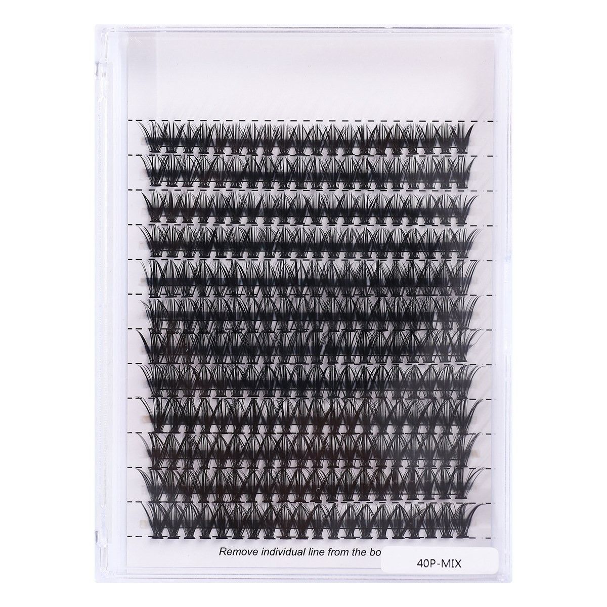 40p Individual False Eyelashes Natural Look Volume Lash, Black - Image 1