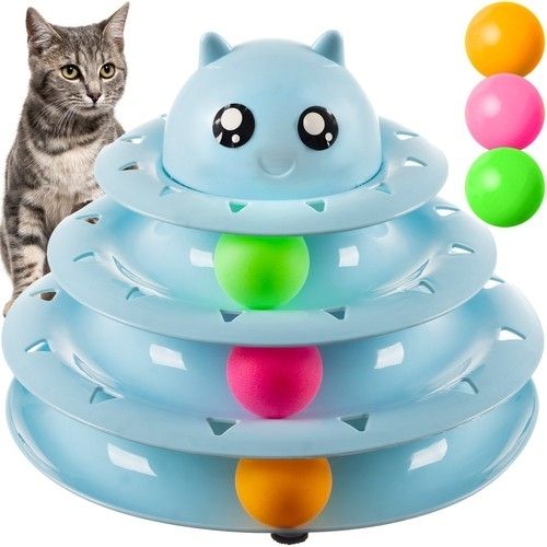 Cat Toy Activation Ball Tower for Cats, Blue - Image 1