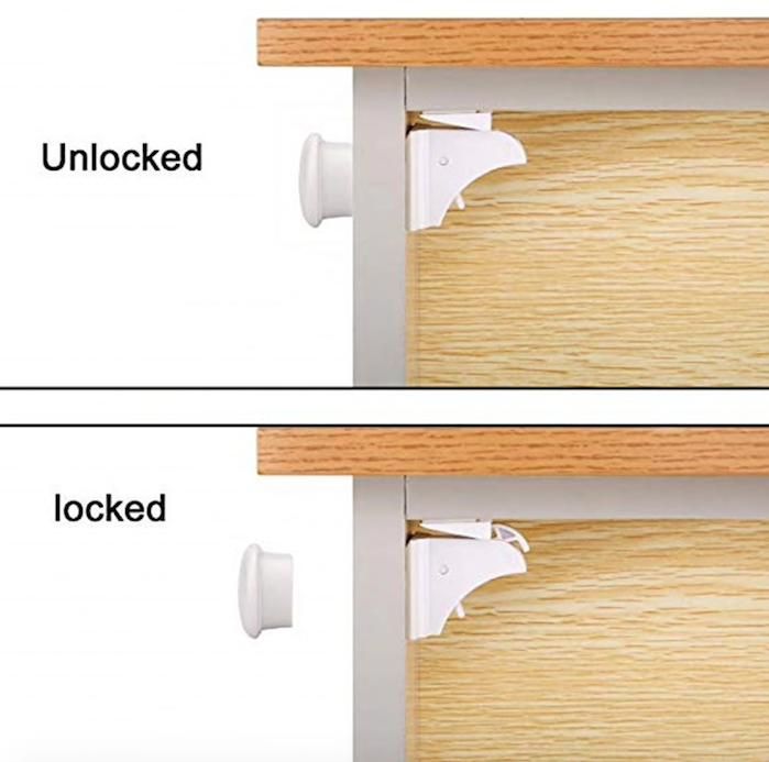 4pcs Child Lock Magnetic Drawer Lock, White - Image 2