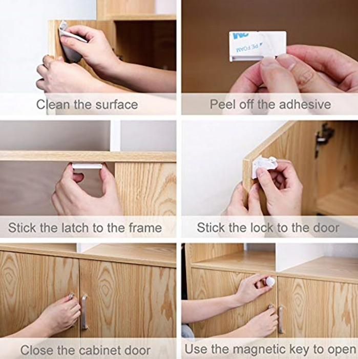 4pcs Child Lock Magnetic Drawer Lock, White - Image 5