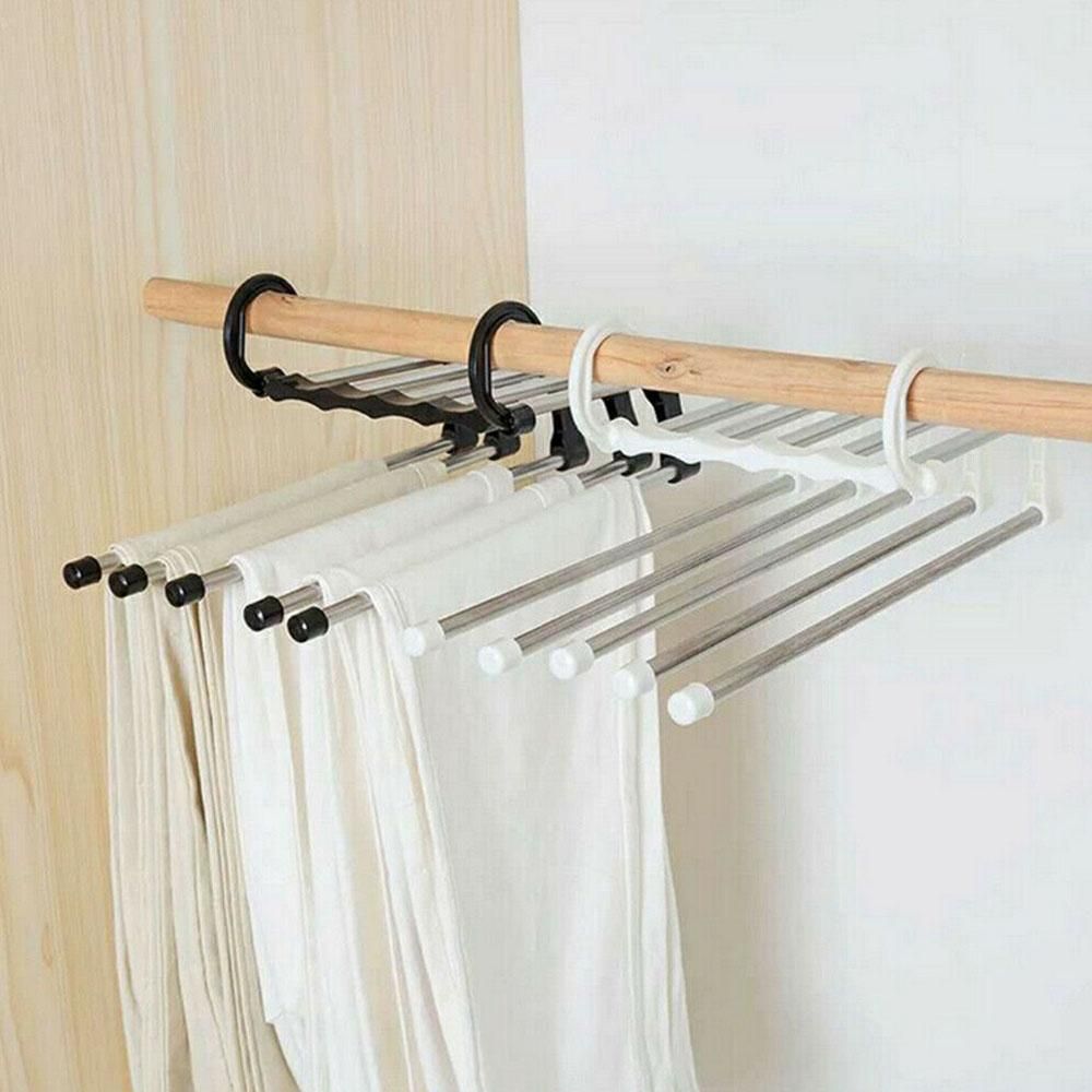 5 Clothes Hangers for Pants with Connection Hook, Black - Image 4