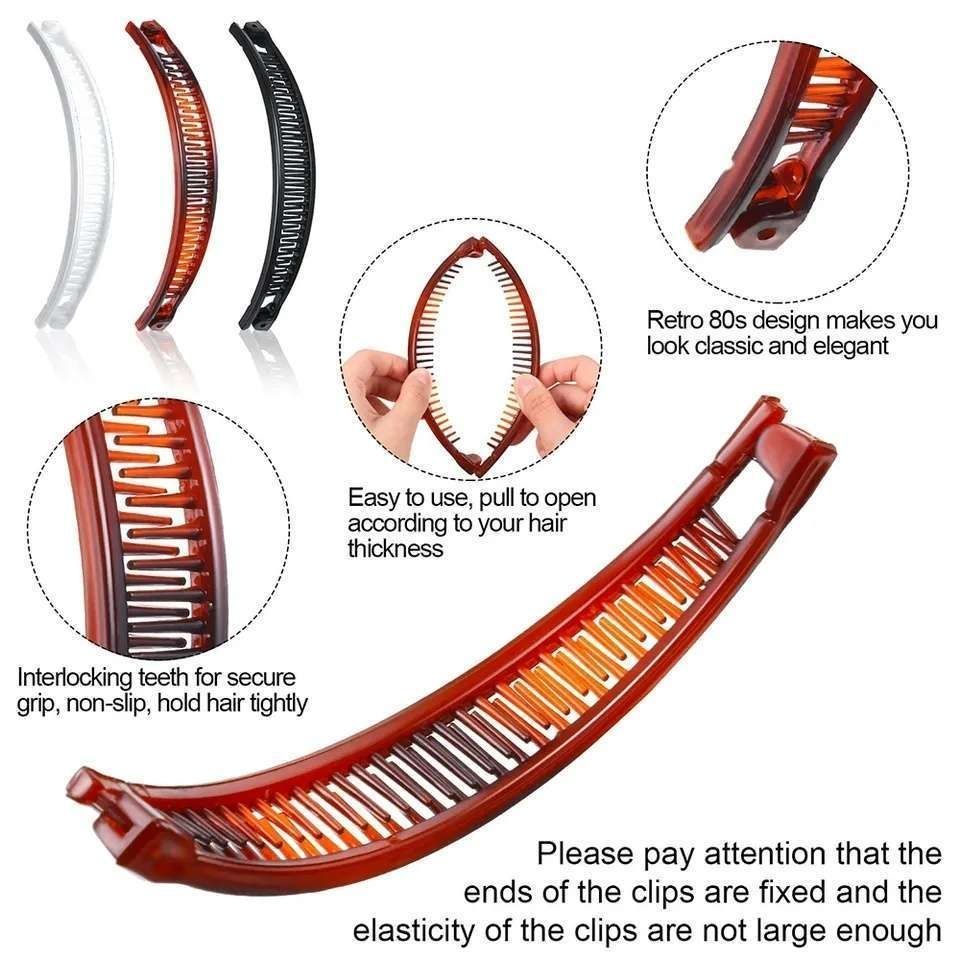 6pcs Banana Hair Clips, Multi-Color - Image 3
