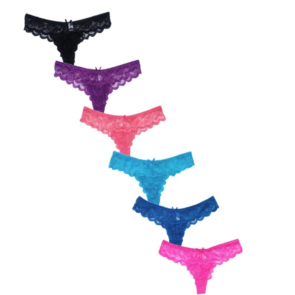 12-pack Thong Lace Panties in 6 Colors, S - Image 2