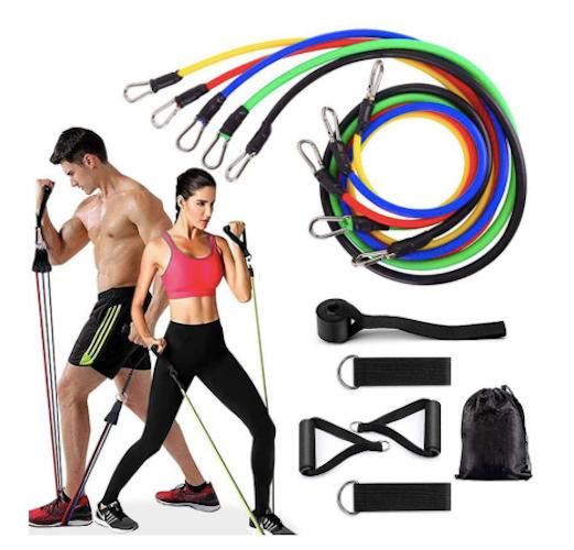 11-Piece Resistance Bands Set for Yoga and Rehab, MultiColor - Image 1
