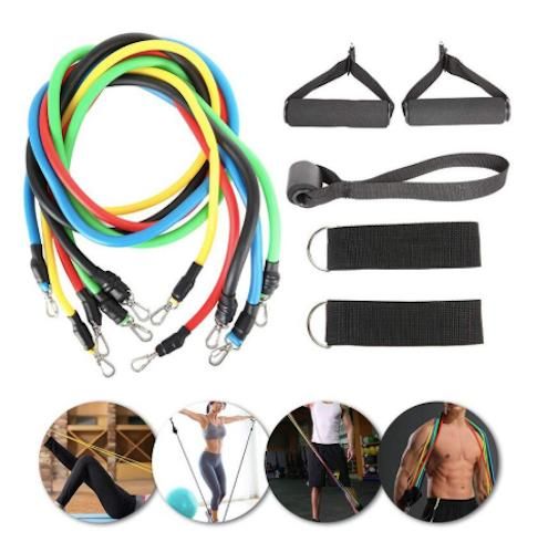 11-Piece Resistance Bands Set for Yoga and Rehab, MultiColor - Image 2
