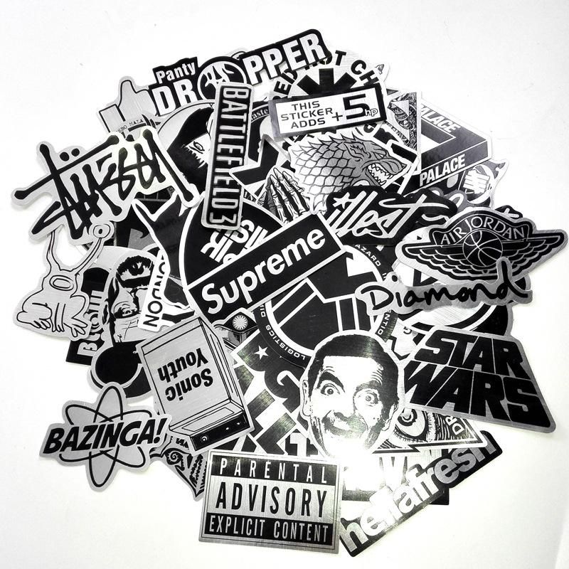 50pcs Waterproof Metal Stickers for Laptop Skate Fashion Graffiti, MultiColor - Image 1