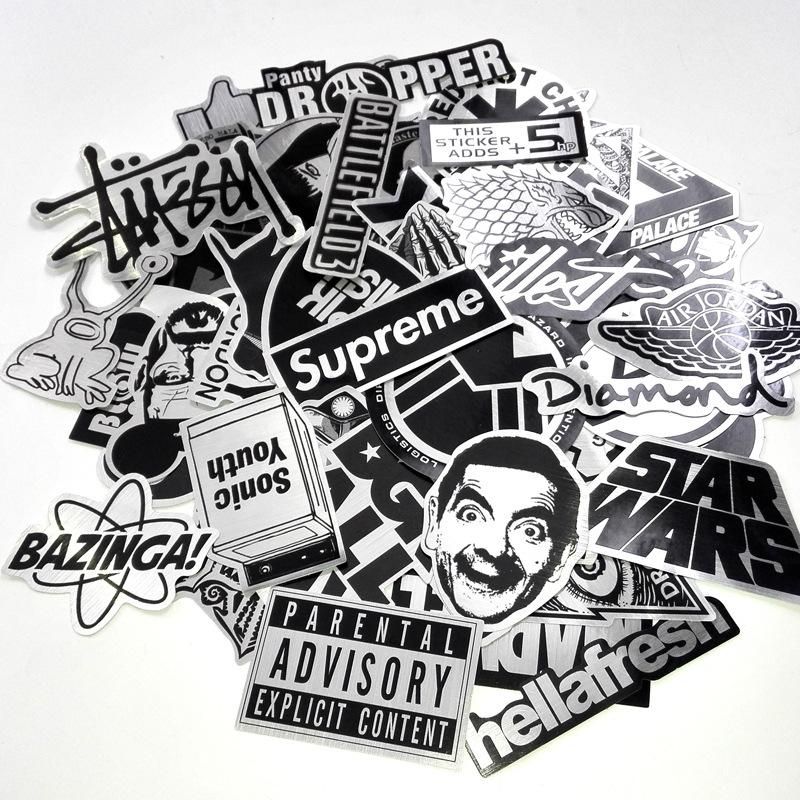 50pcs Waterproof Metal Stickers for Laptop Skate Fashion Graffiti, MultiColor - Image 2
