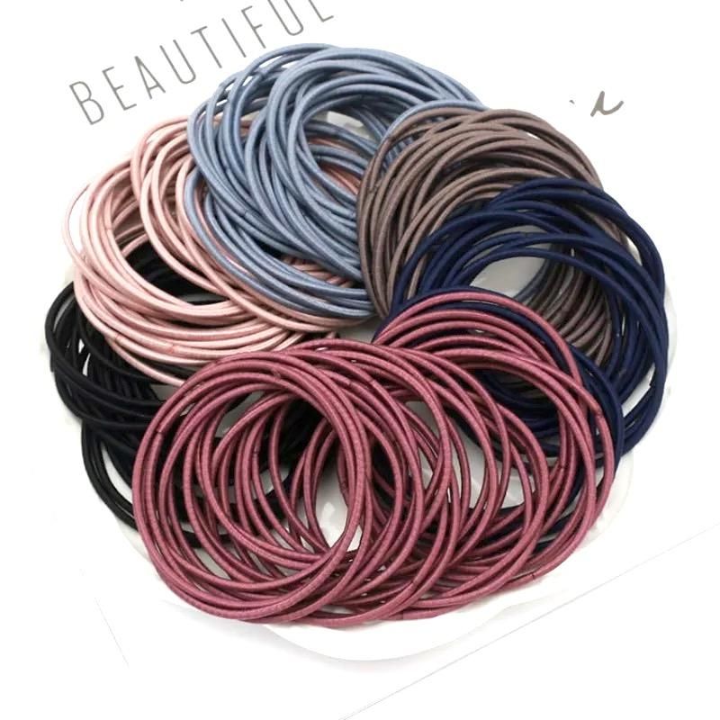 100pcs Hair Ties, MultiColor Hair Bands - Image 1