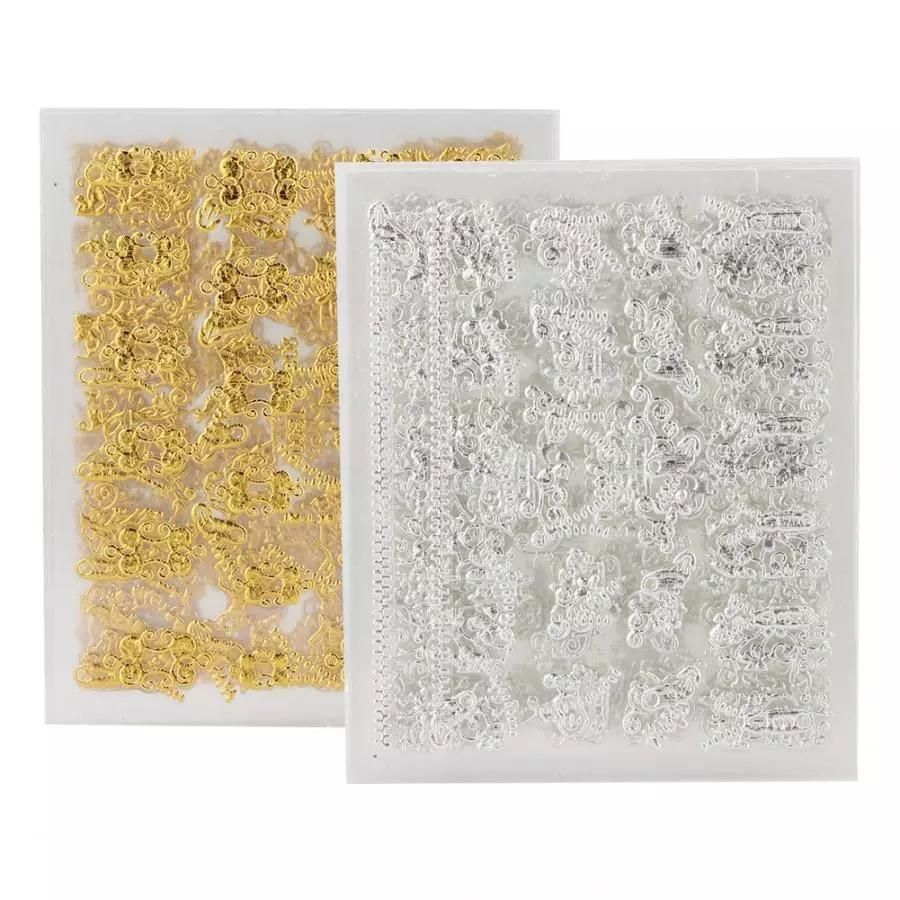 6 Sheets Silver Gold Nail Stickers, 12x4 cm - Image 4