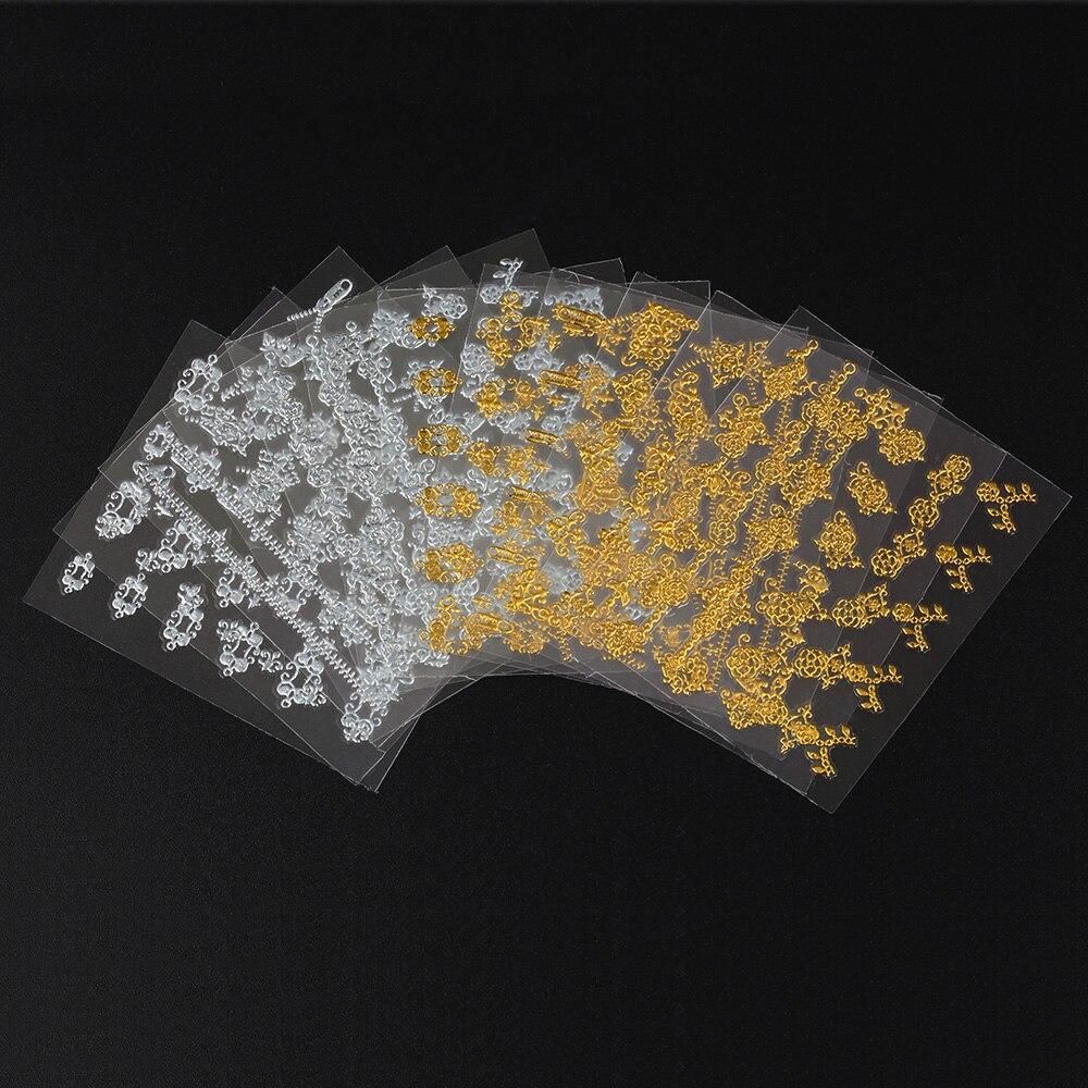 6 Sheets Silver Gold Nail Stickers, 12x4 cm - Image 5