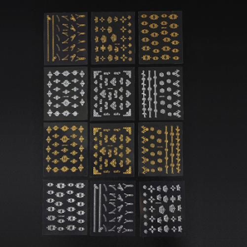 6 Sheets Silver Gold Nail Stickers, 12x4 cm - Image 6