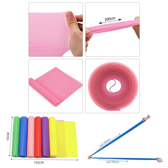 5 pcs Resistance Band, TPE Yoga Exercise Band for Rehab, Pink, One Size - Image 2