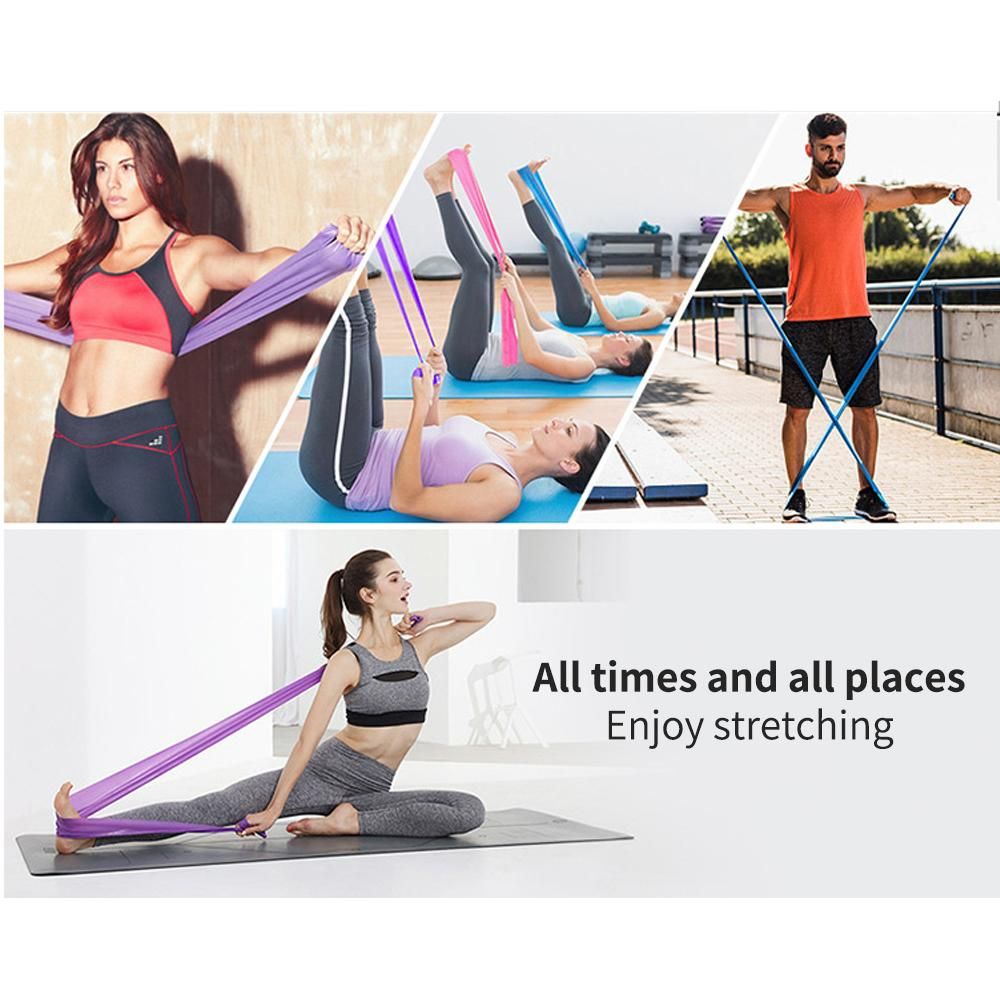 5 pcs Resistance Band, TPE Yoga Exercise Band for Rehab, Pink, One Size - Image 3