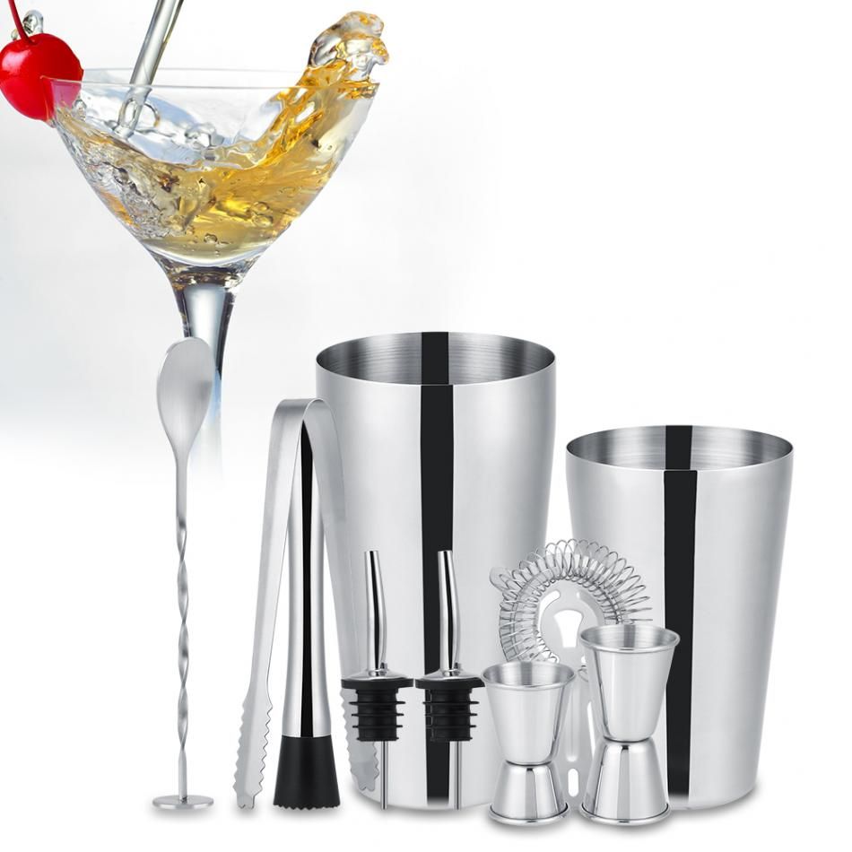 10-piece stainless steel cocktail set with 700ml shaker, bar accessories, silver - Image 4