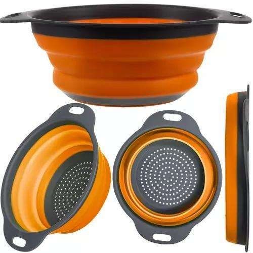 Collapsible Silicone Colander, Space Saving Kitchen Strainer, MultiColor, Practical for Dishwashing & Cooking - Image 1