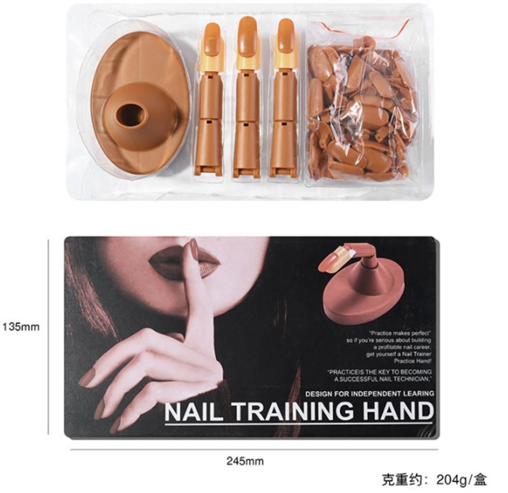 Practice Finger with Tips Nail Training Finger, Brown - Image 5