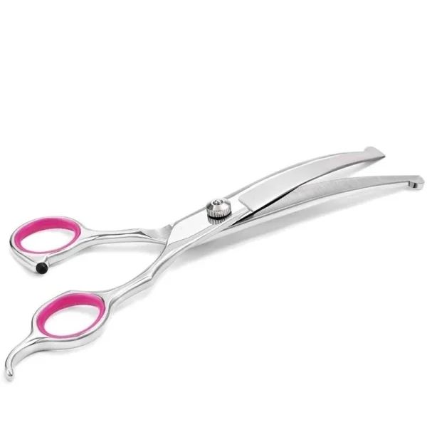 Curved Dog Scissors 19cm, Silver, Rounded Tip Pet Grooming Shears - Image 3