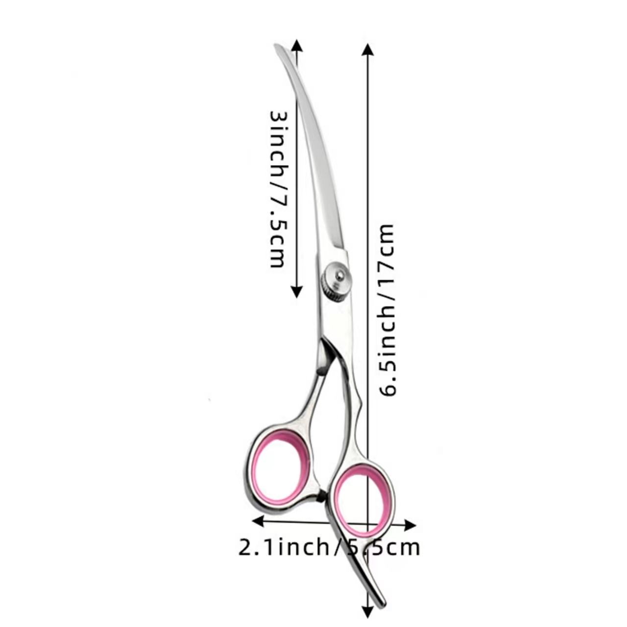 Curved Dog Scissors 19cm, Silver, Rounded Tip Pet Grooming Shears - Image 5