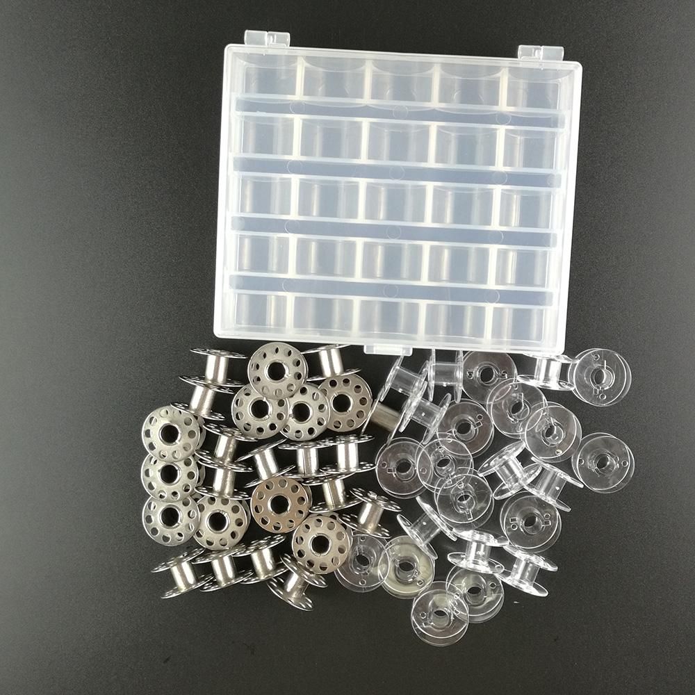 25 Bobbins for Sewing Machine Silver, with Storage Box - Image 2