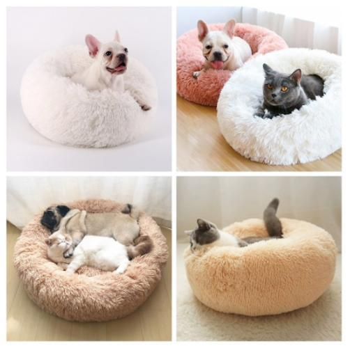 Fluffy Dog Bed Cat Bed 50cm, Light Grey - Image 3