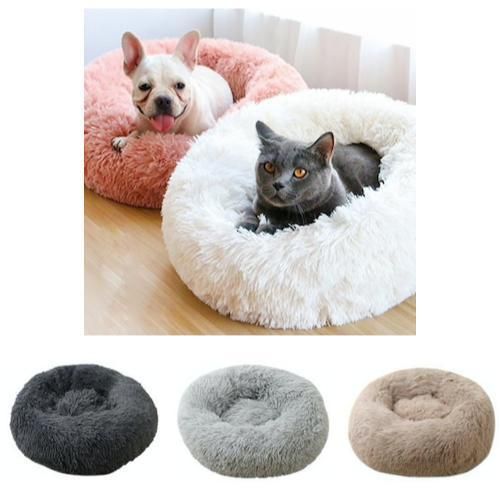 60cm Fluffy Dog Bed Cat Bed, Dark Grey - Image 1