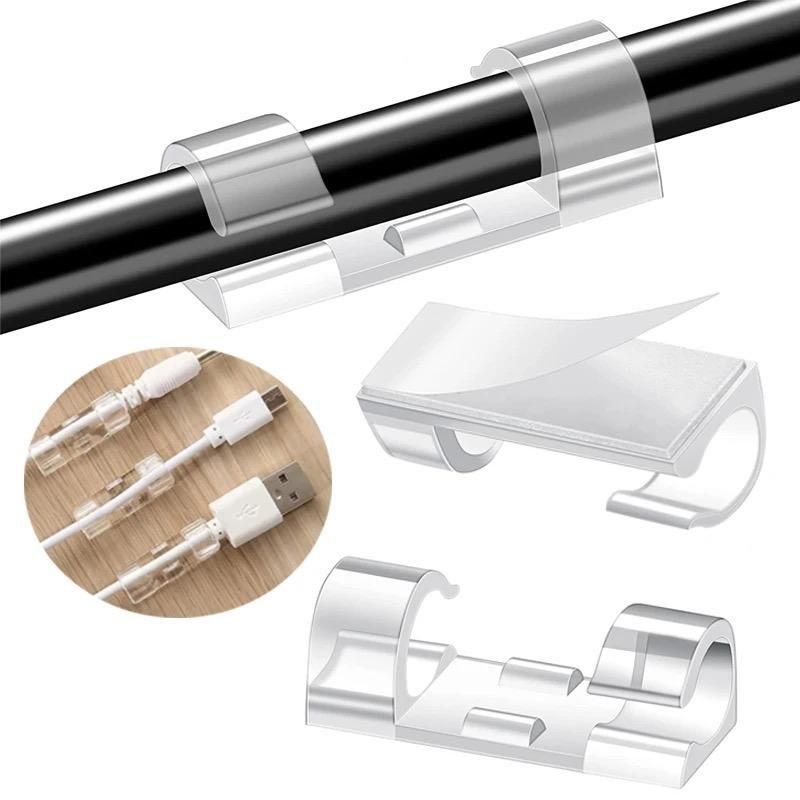 20-Pack Small Transparent Cable Clips, Self-Adhesive Cable Holder - Image 1