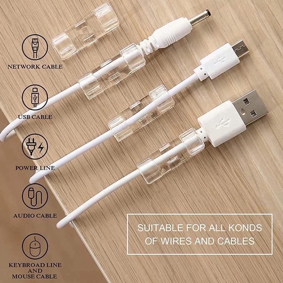 20-Pack Small Transparent Cable Clips, Self-Adhesive Cable Holder - Image 2