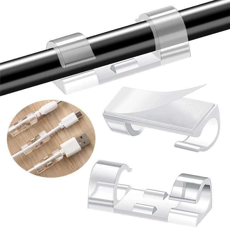 20-pack Cable Holder Self-Adhesive Cable Clips, Large Transparent - Image 1