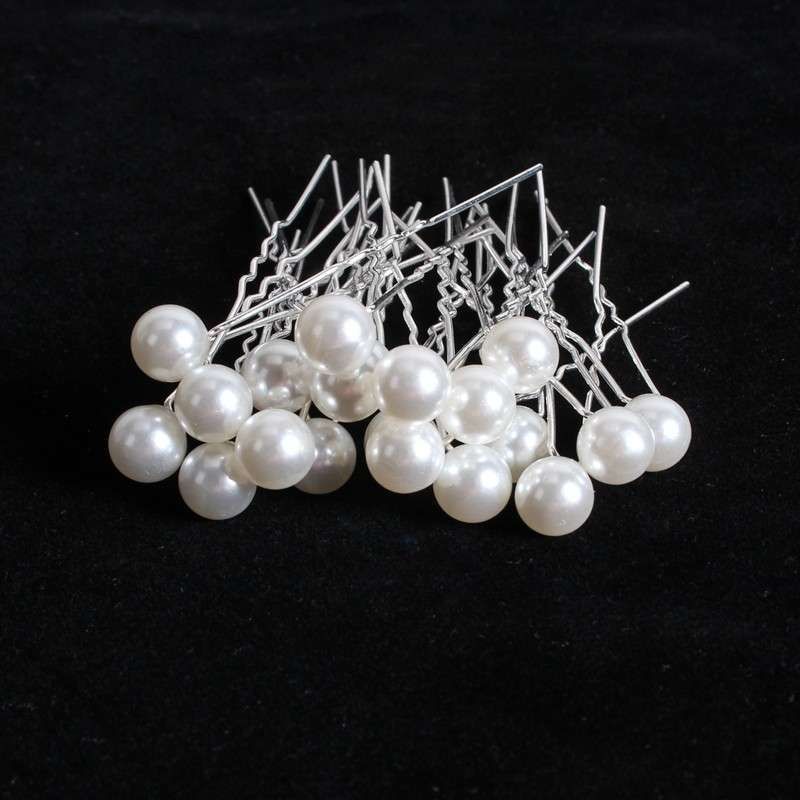 20 Pcs Wedding Hairpins with Pearls in White - Image 1