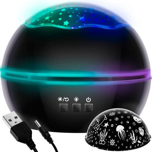 Galaxy Lamp Star Projector with Underwater Effect for Magical Atmosphere, Black - Image 1