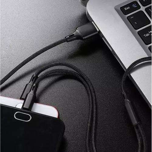 3-in-1 Charging Cable Micro USB Lightning Type-C, Black - Image 2
