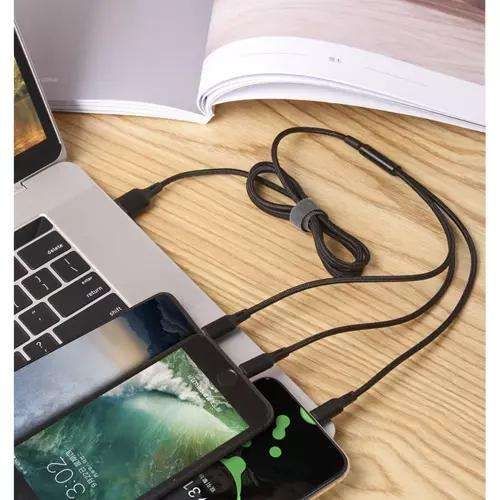 3-in-1 Charging Cable Micro USB Lightning Type-C, Black - Image 6