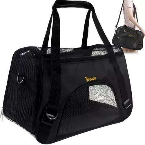 Pet Carrier Transport Bag, Black - Safe and Comfortable for Pets - Image 1