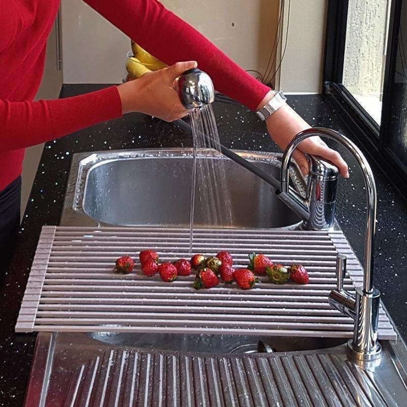 Foldable Stainless Steel Dish Rack, Silver - Image 3