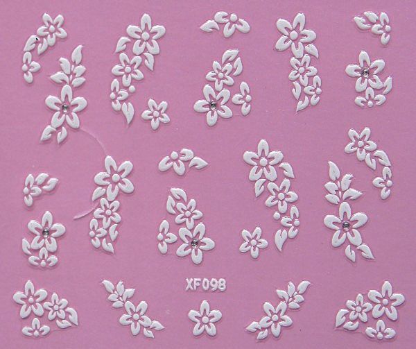 White nail decorations flowers stickers, 10 sheets - Image 5