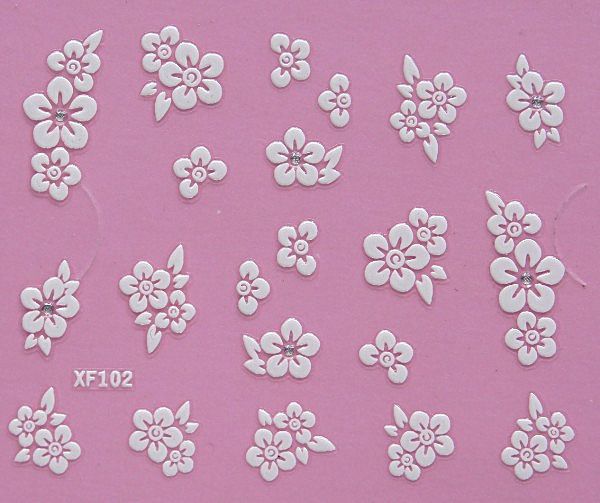 White nail decorations flowers stickers, 10 sheets - Image 7