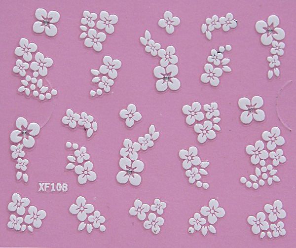 White nail decorations flowers stickers, 10 sheets - Image 8