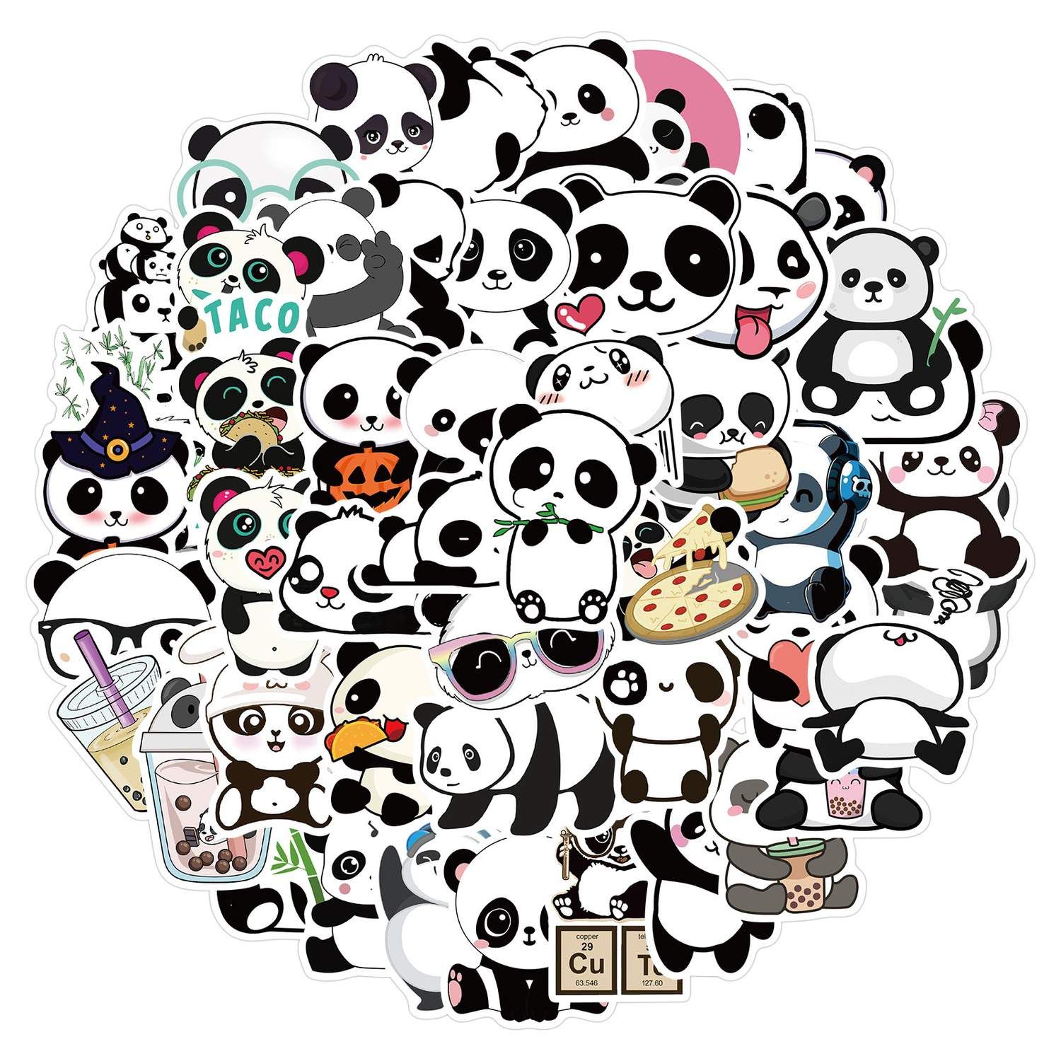 50pcs Graffiti Stickers Waterproof MultiColor Animal Design for Laptop Skate, Compatible with Panda - Image 2