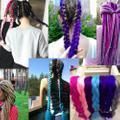 Six Giant Braids Gradient Reggae Braids, Turquoise - Image 6