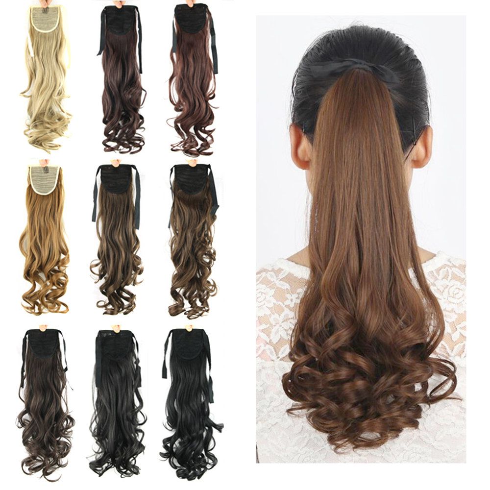 12 Colors Clip in Ponytail Hair Extension Curly, 2 - Image 1