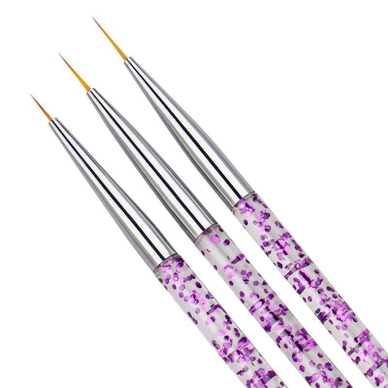 3pcs Nail Art Brushes, Pink - Image 1