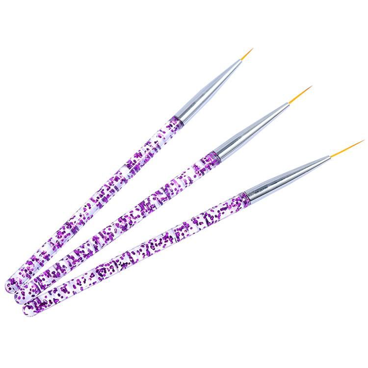 3pcs Nail Art Brushes, Pink - Image 2